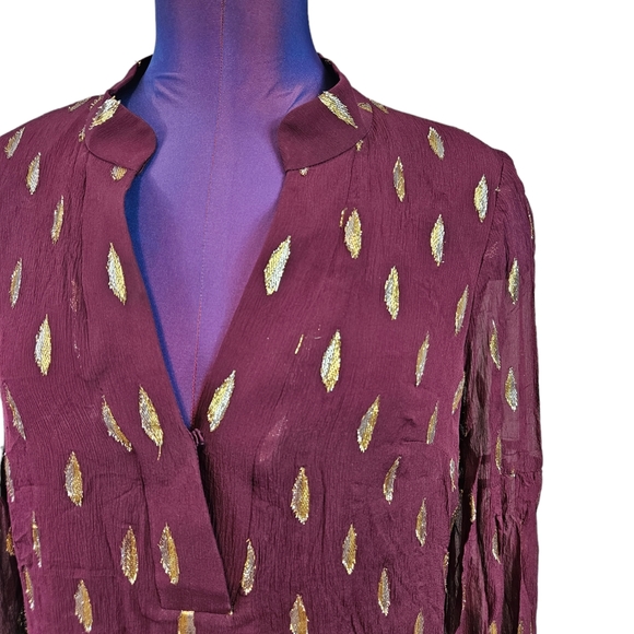 Lilly Pulitzer Shea Silk Dress Cabernet Berry Metallic Embroidered, Size 10 - Picture 2 of 10